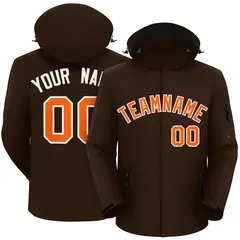 Brown Orange-White Classic Waterproof Jacket 1