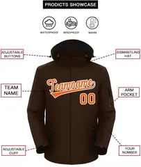Brown Orange-White Classic Waterproof Jacket 2