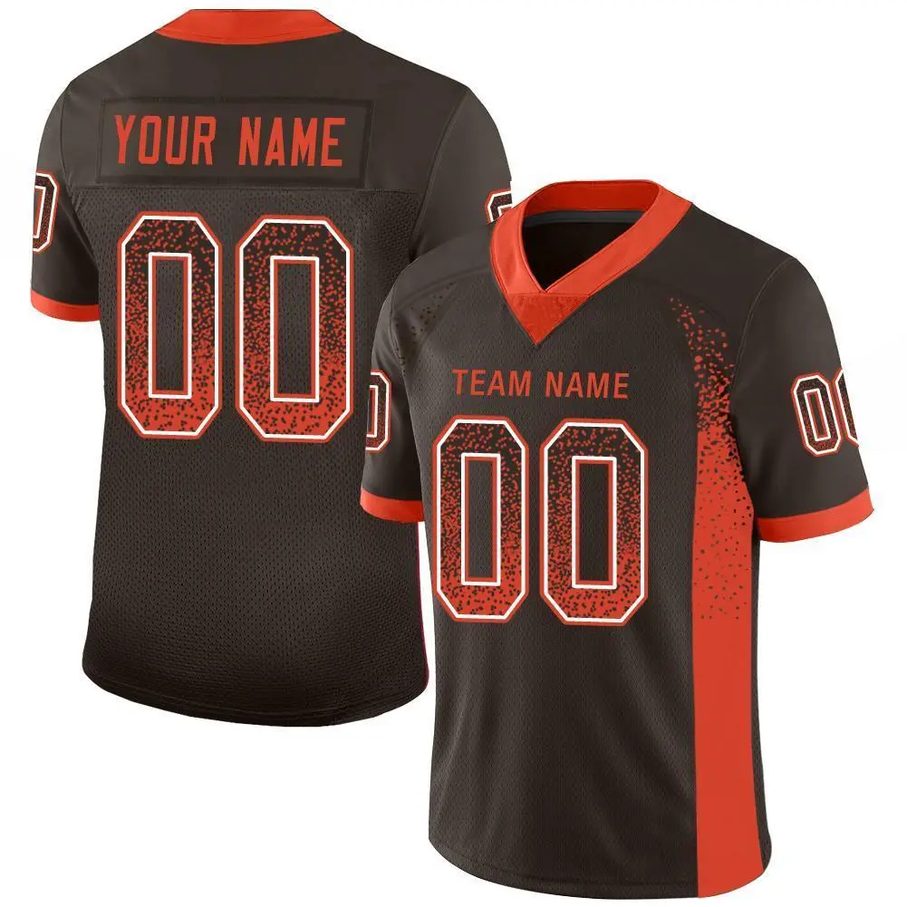 Brown Orange-White Drift Mesh Football Jersey