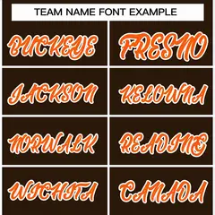 Brown Orange-White Full-Snap Varsity Letterman Jacket 3