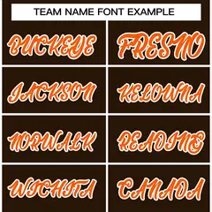 Brown Orange-White Full-Snap Varsity Letterman Jacket 5