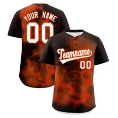 Brown Orange White Skeleton Graffiti Baseball Jersey 1