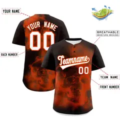 Brown Orange White Skeleton Graffiti Baseball Jersey 2