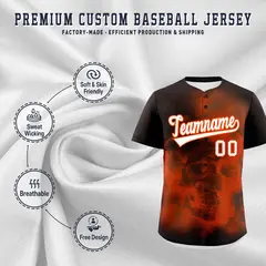 Brown Orange White Skeleton Graffiti Baseball Jersey 4