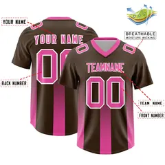 Brown Pink Gradient Vertical Stripe Team Football Jersey 2
