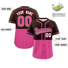 Brown Pink Half Stripe Authentic Baseball Jersey 2