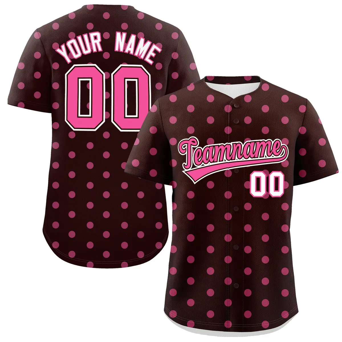 Brown Pink Polka Dot Graffiti Authentic Baseball Jersey