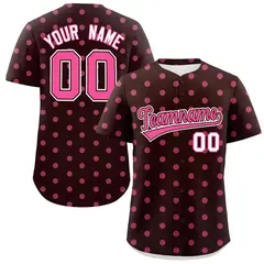 Brown Pink Polka Dot Graffiti Authentic Baseball Jersey 1