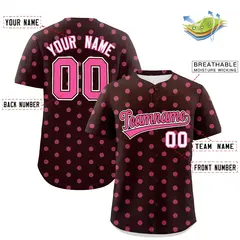 Brown Pink Polka Dot Graffiti Authentic Baseball Jersey 2