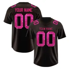Brown Pink Sequin Lettering Moisture-Wicking Football Jersey