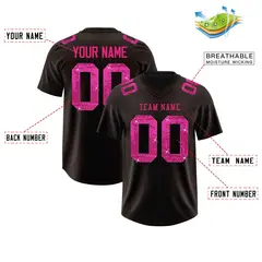 Brown Pink Sequin Lettering Moisture-Wicking Football Jersey 2