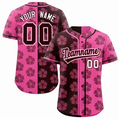 Brown Pink Split Flower Graffiti Authentic Baseball Jersey 1