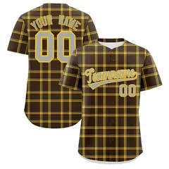 Brown Plaid Authentic Baseball Jersey