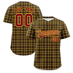 Brown Plaid Authentic Baseball Jersey 1