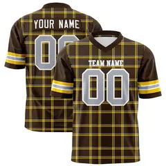 Brown Plaid Pattern Authentic Football Jersey 1