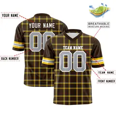 Brown Plaid Pattern Authentic Football Jersey 2