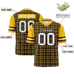 Brown Plaid Pattern Authentic Football Jersey 2