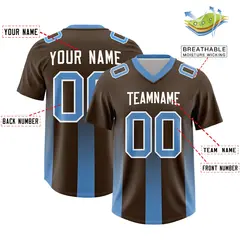 Brown Powder Blue Gradient Vertical Stripe Football Jersey 2