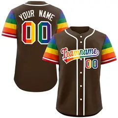 Brown Rainbow Pride Month Raglan Sleeves Baseball Jersey
