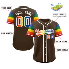 Brown Rainbow Pride Month Raglan Sleeves Baseball Jersey 2