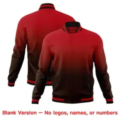 Brown Red Gradient Full-Snap Varsity Letterman Jacket 7