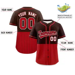 Brown Red Half Stripe Authentic Baseball Jersey 2
