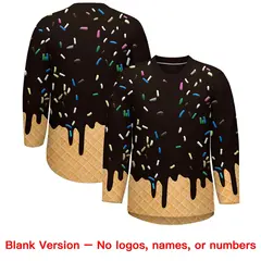 Brown Red Ice Cream Pattern V-Neck Hockey Jersey 7
