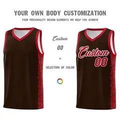 Brown Red Indians Pattern Sports Uniform Basketball Jersey 3