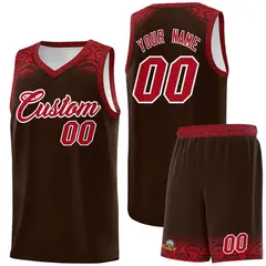 Brown Red Indians Print Basketball Uniform Jersey 1