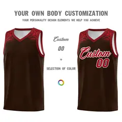 Brown Red Indians Print Basketball Uniform Jersey 3