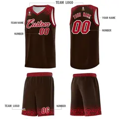 Brown Red Indians Print Basketball Uniform Jersey 5