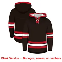 Brown Red Lace-Up Neck Hockey Hoodie Classic Style 7