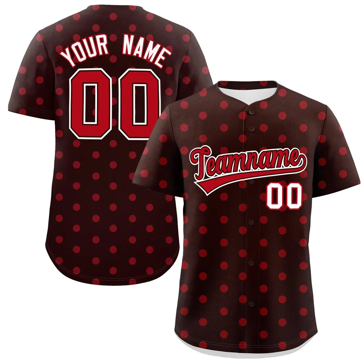 Brown Red Polka Dot Graffiti Authentic Baseball Jersey