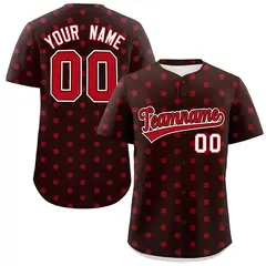 Brown Red Polka Dot Graffiti Authentic Baseball Jersey 1