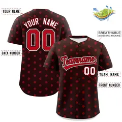 Brown Red Polka Dot Graffiti Authentic Baseball Jersey 2