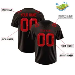 Brown Red Sequin Lettering Moisture-Wicking Football Jersey 2