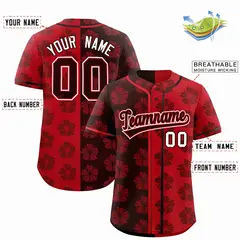 Brown Red Split Flower Graffiti Authentic Baseball Jersey 2