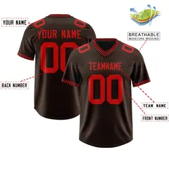 Brown Red Square Neckline Classic Authentic Football Jersey 2
