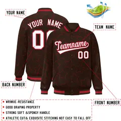 Brown Red Star Pattern Varsity Letterman Baseball Jacket 2