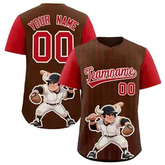 Brown Red Stripe Animals Graffiti Raglan Baseball Jersey