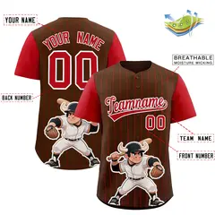 Brown Red Stripe Animals Graffiti Raglan Baseball Jersey 2