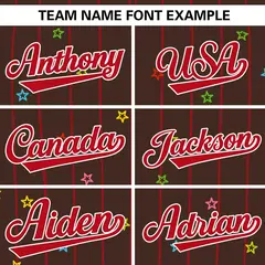 Brown Red Stripe Star Pattern Authentic Baseball Jersey 3