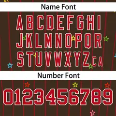Brown Red Stripe Star Pattern Authentic Baseball Jersey 4