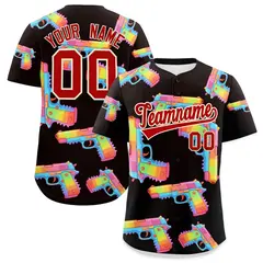 Brown Red Sugar-Coated Firepower Graffiti Baseball Jersey 1