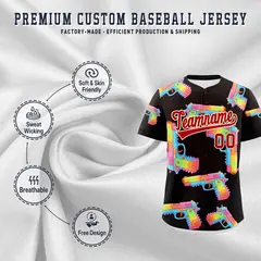 Brown Red Sugar-Coated Firepower Graffiti Baseball Jersey 3