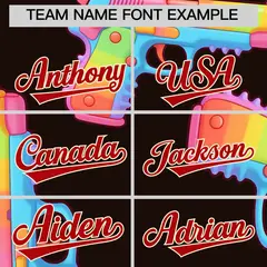Brown Red Sugar-Coated Firepower Graffiti Baseball Jersey 5