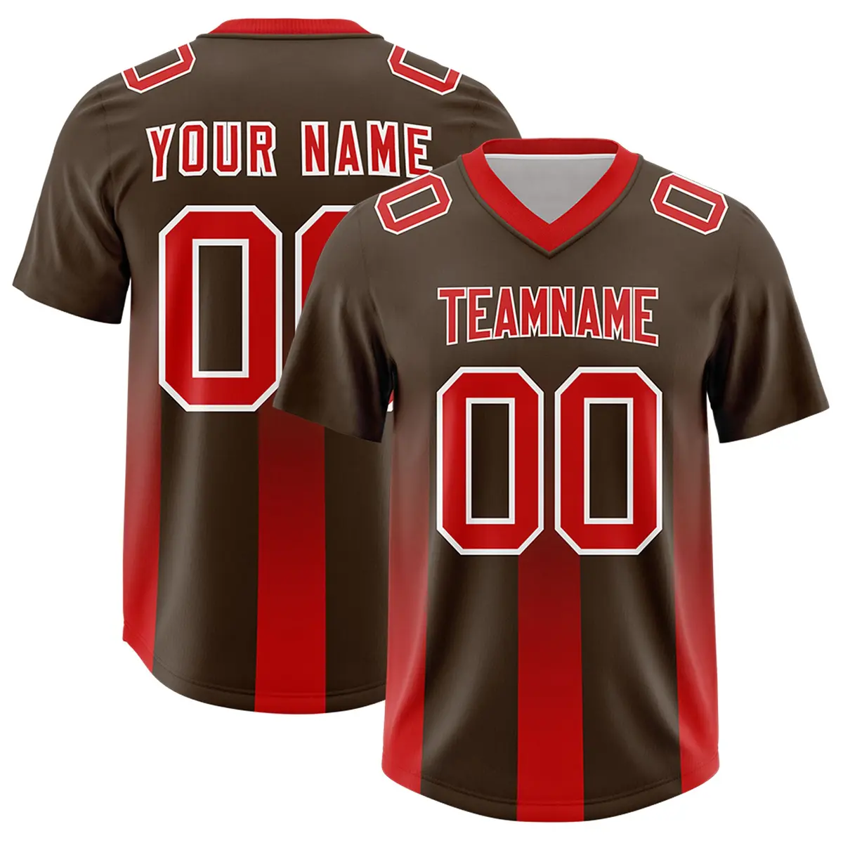 Brown Red Vertical Gradient Stripe Fashion Football Jersey