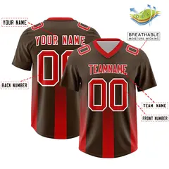 Brown Red Vertical Gradient Stripe Fashion Football Jersey 2