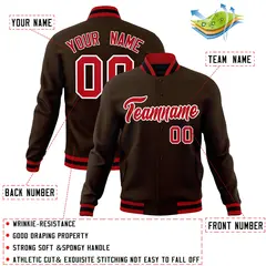 Brown Red-White Classic Varsity Full-Snap Letterman Jacket 4