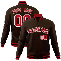 Brown Red-White Classic Varsity Full-Snap Letterman Jacket